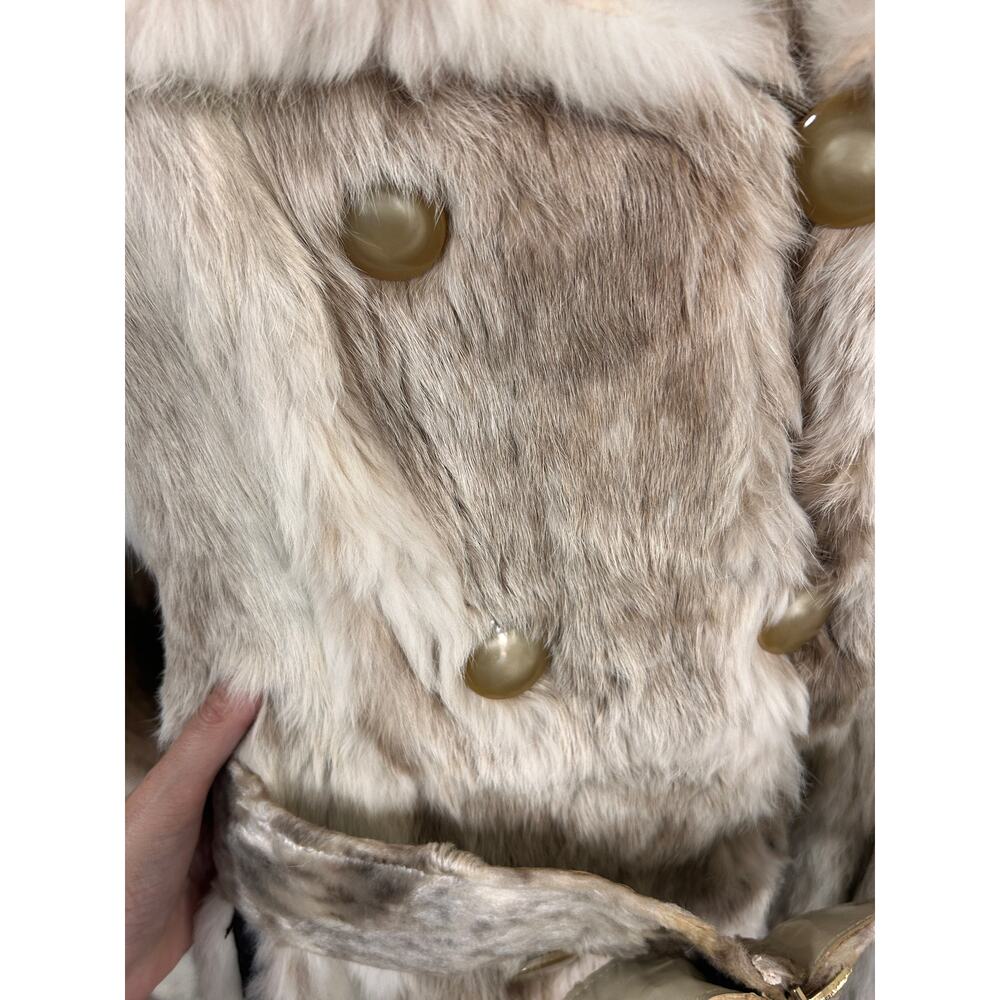 Vintage Edward Glasser Rabbit Fur Coat | Belted Mid-Length | Classic Beige | S - Picture 4 of 16